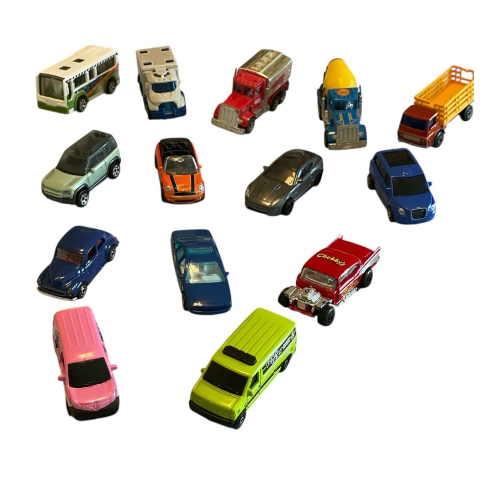 Matchbox cars vans and trucks.